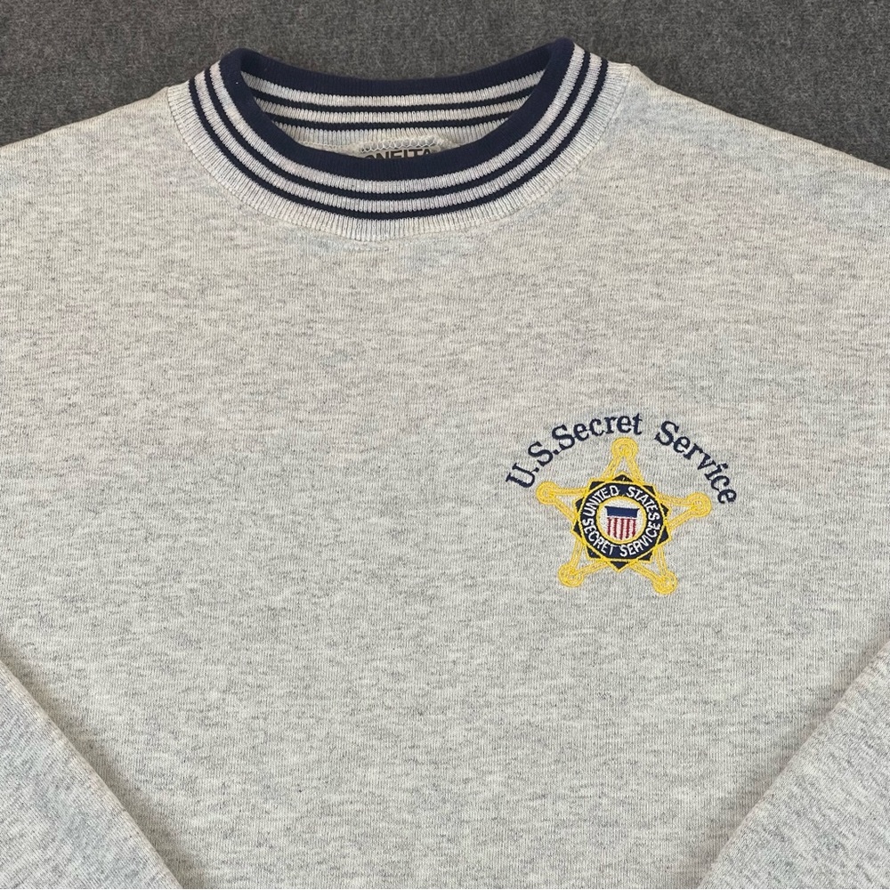 Vintage Y2K US Secret Service Costume Sweatshirt Oneita Mens 2XL Light Gray